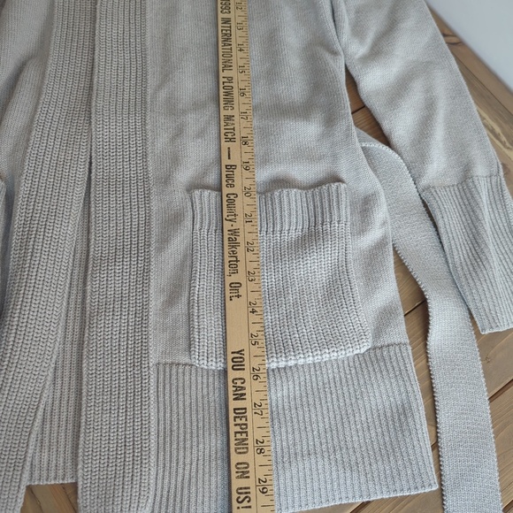 Tory Burch Grey Cashmere Blend Belted Cardigan Sweater - Picture 10 of 13